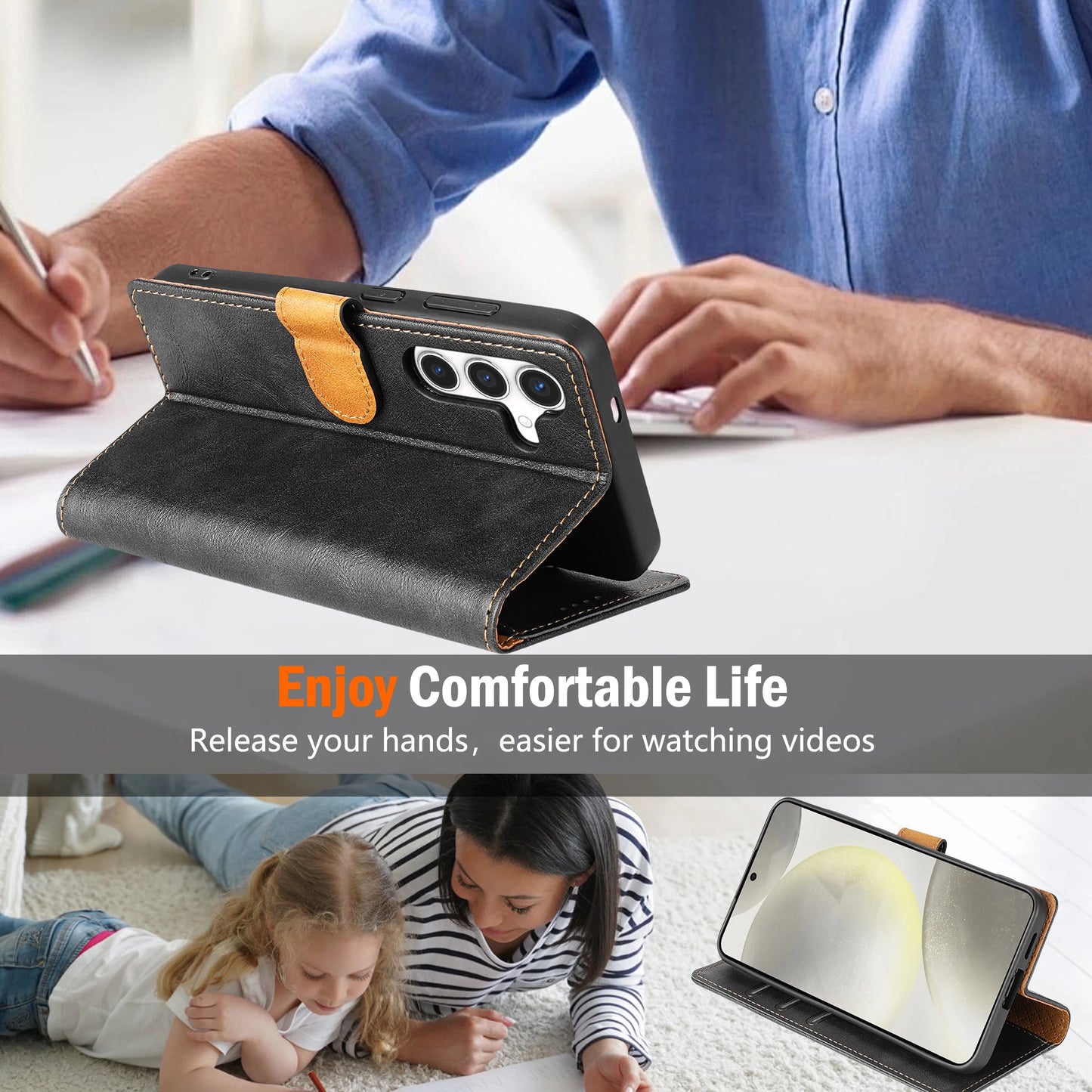 Business PU Leather Flip Wallet Case for Samsung Galaxy S25 S24 S23 Ultra S22 S21