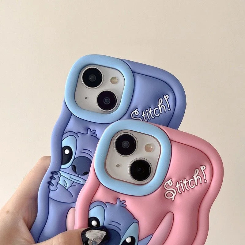 Cute 3D Stitch Cartoon Silicone Phone Case for iPhone Models
