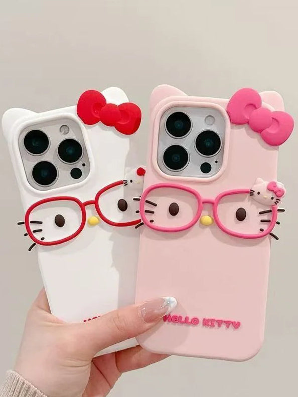 Glasses Cat Silicone Phone Case for iPhone Models