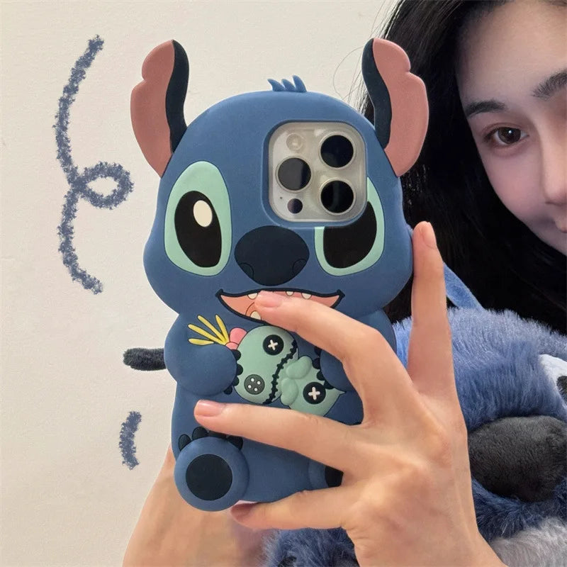 Cute 3D Stitch Cartoon Silicone Phone Case for iPhone Models