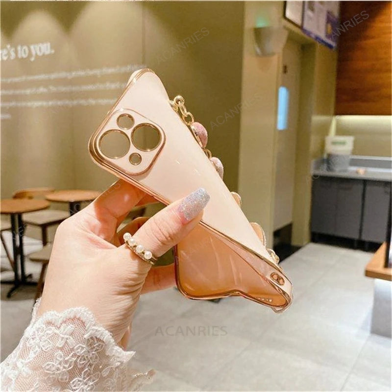 Heart Bracelet Chain Phone Case for Samsung Galaxy S24 S23 S22 S21 Ultra