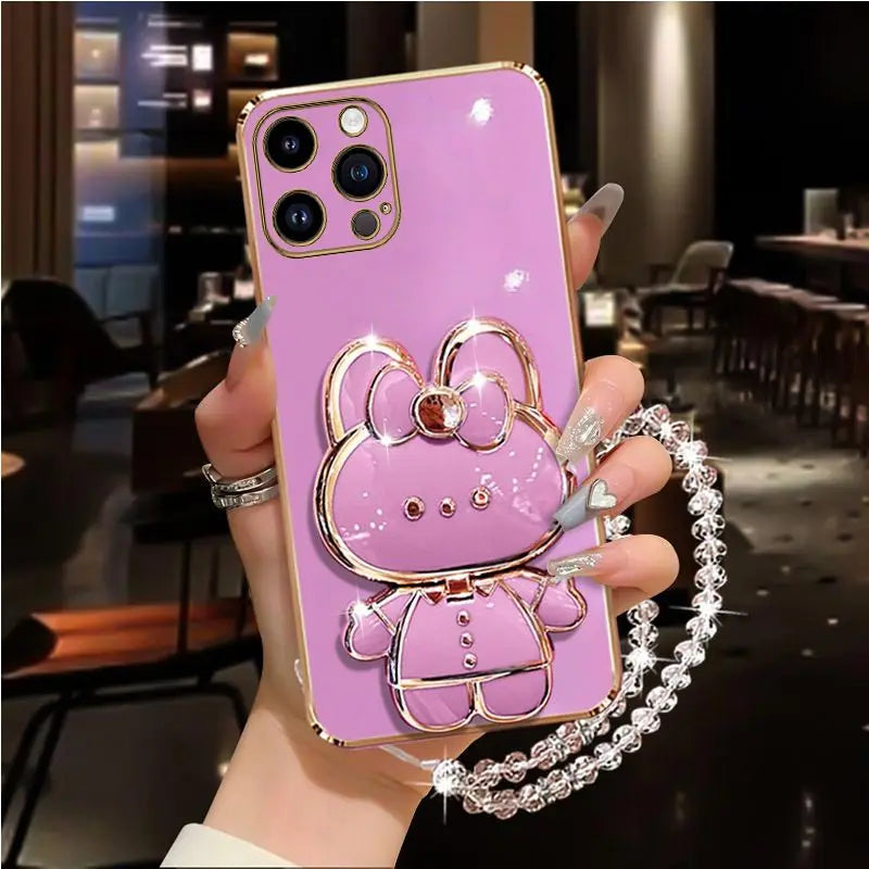Diamond Mirror Rabbit Holder Case for iPhone