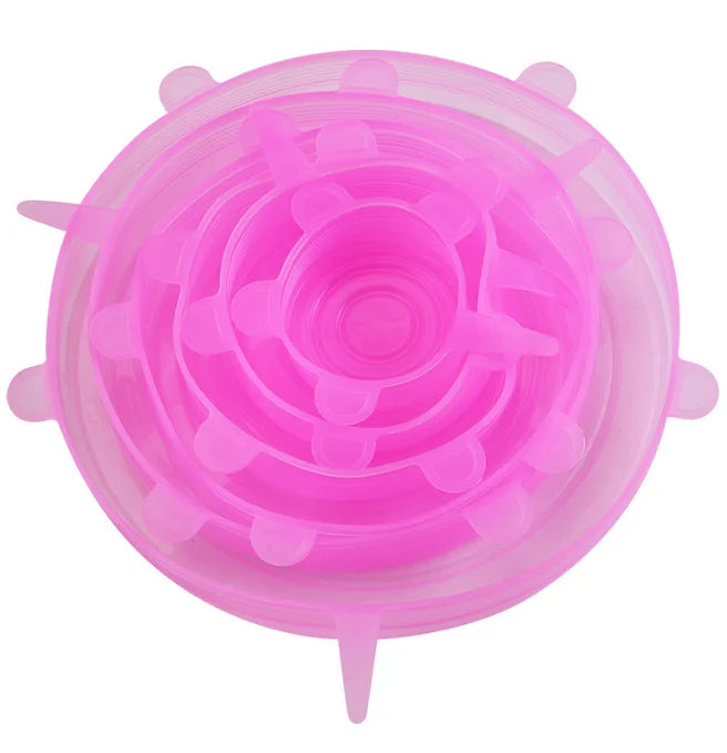 6PCS Reusable Silicone Stretch Lids ā Airtight Food Covers for Bowls, Dishes & Containers