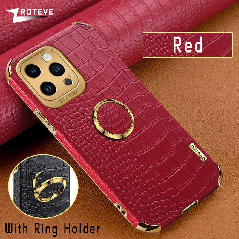 Luxury Crocodile Leather Pattern Phone Case – Gold Plating Silicone Cover