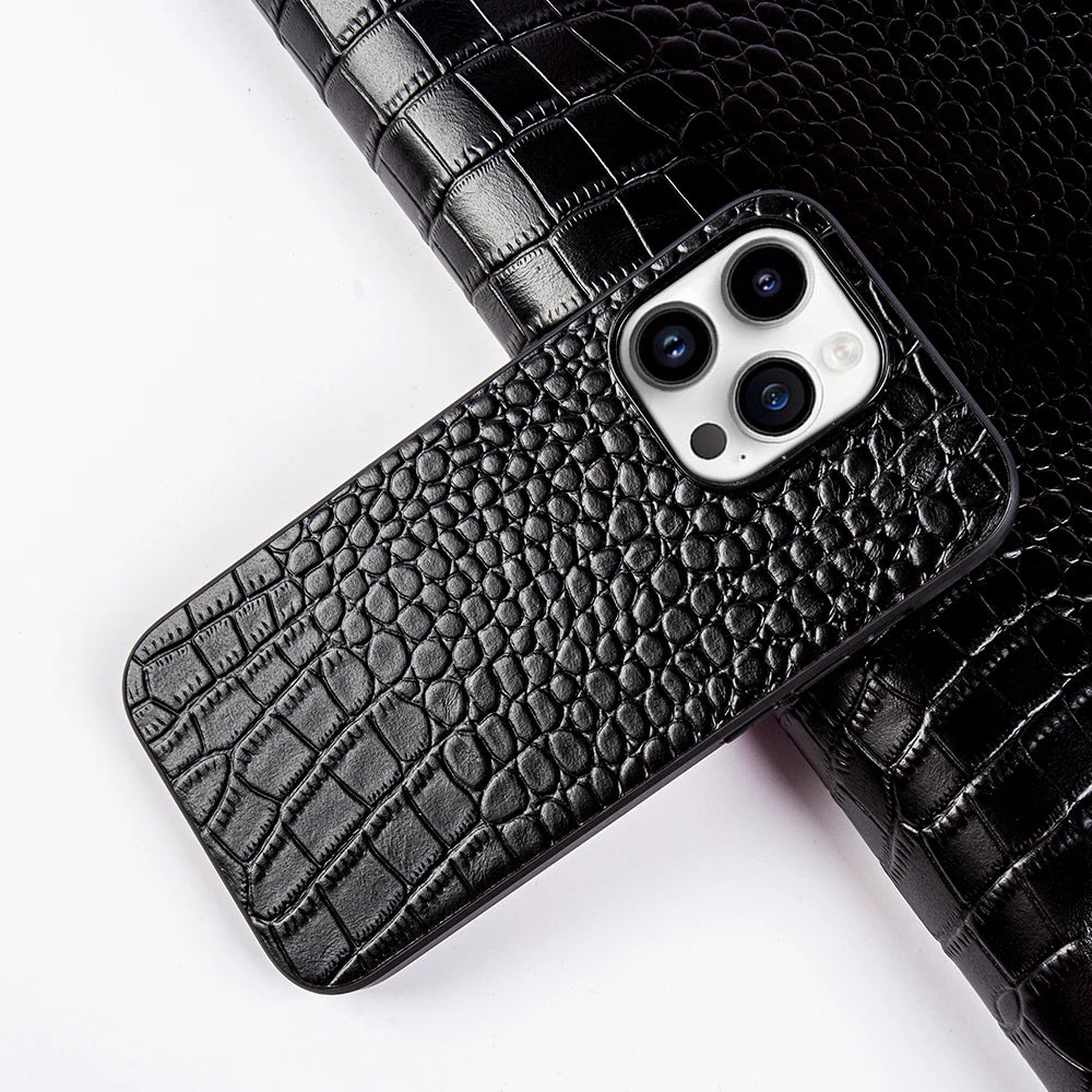 Genuine Leather Alligator Pattern Case for iPhone