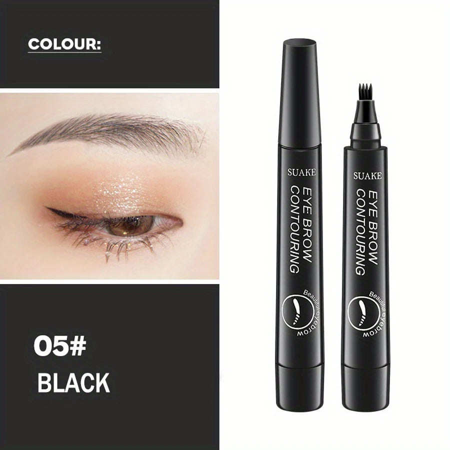 Waterproof Eyebrow Pen – Microblading 4-Tip Pencil for Natural Brows