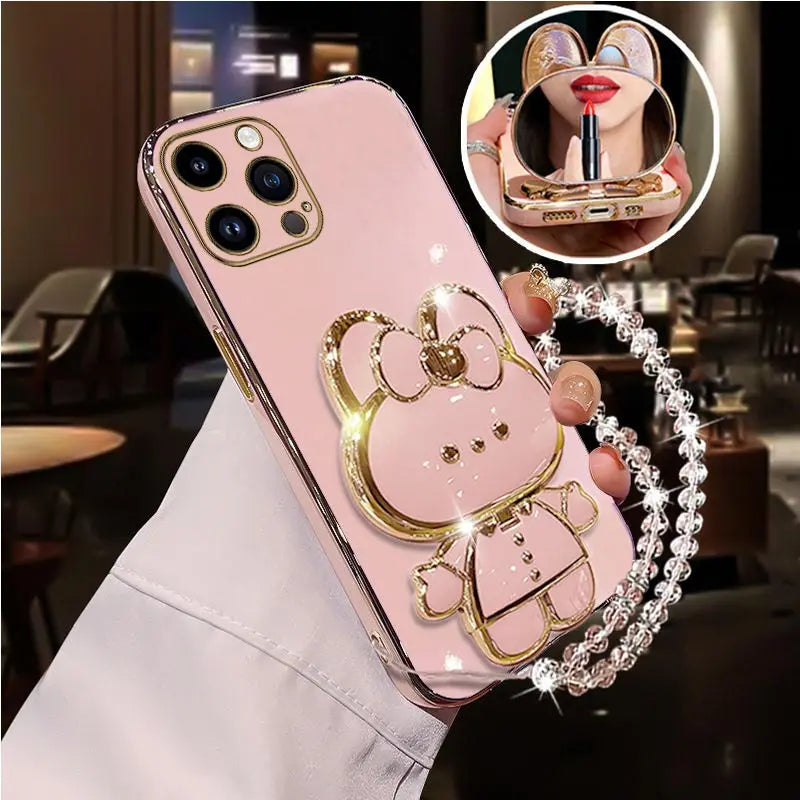 Diamond Mirror Rabbit Holder Case for iPhone
