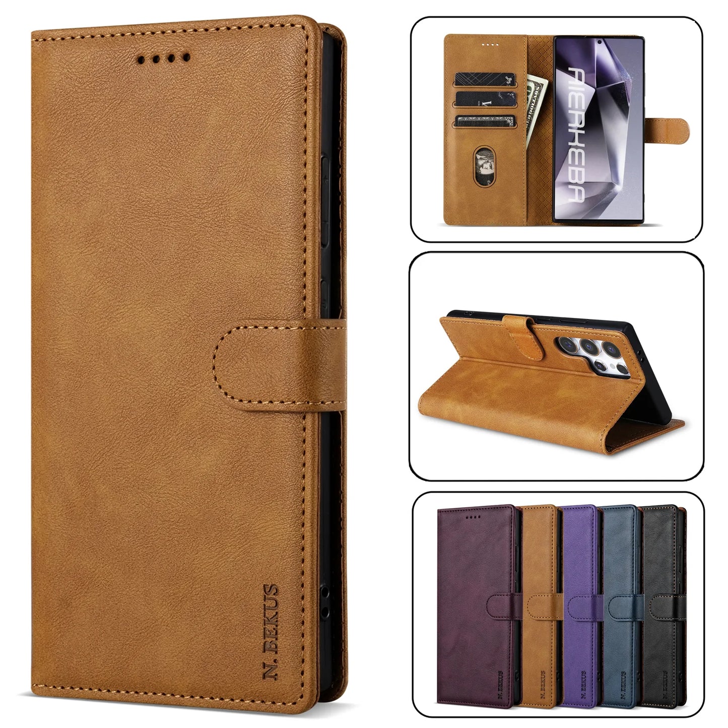 Business PU Leather Flip Wallet Case for Samsung Galaxy S25 S24 S23 Ultra S22 S21