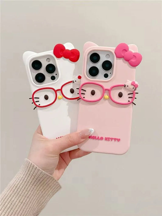Glasses Cat Silicone Phone Case for iPhone Models