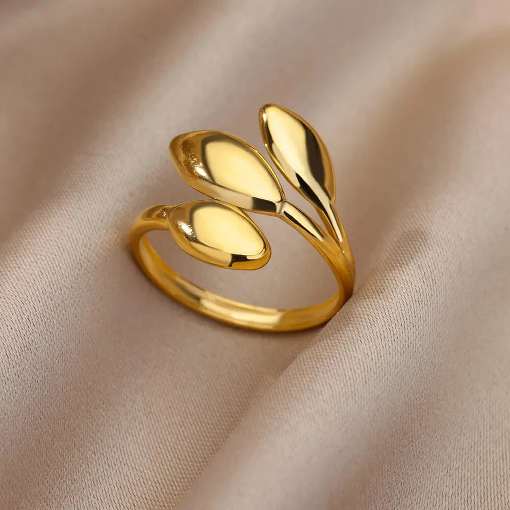 316L Stainless Steel Gold Rings – Luxury Adjustable Women’s Jewelry
