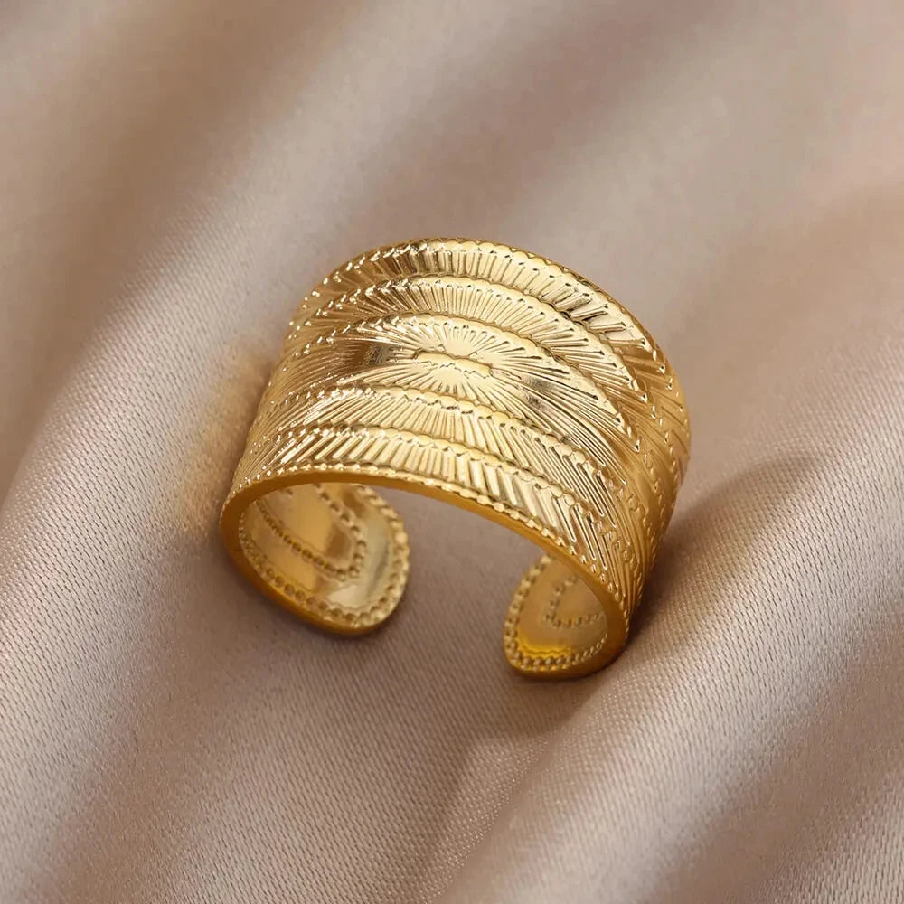 316L Stainless Steel Gold Rings – Luxury Adjustable Women’s Jewelry