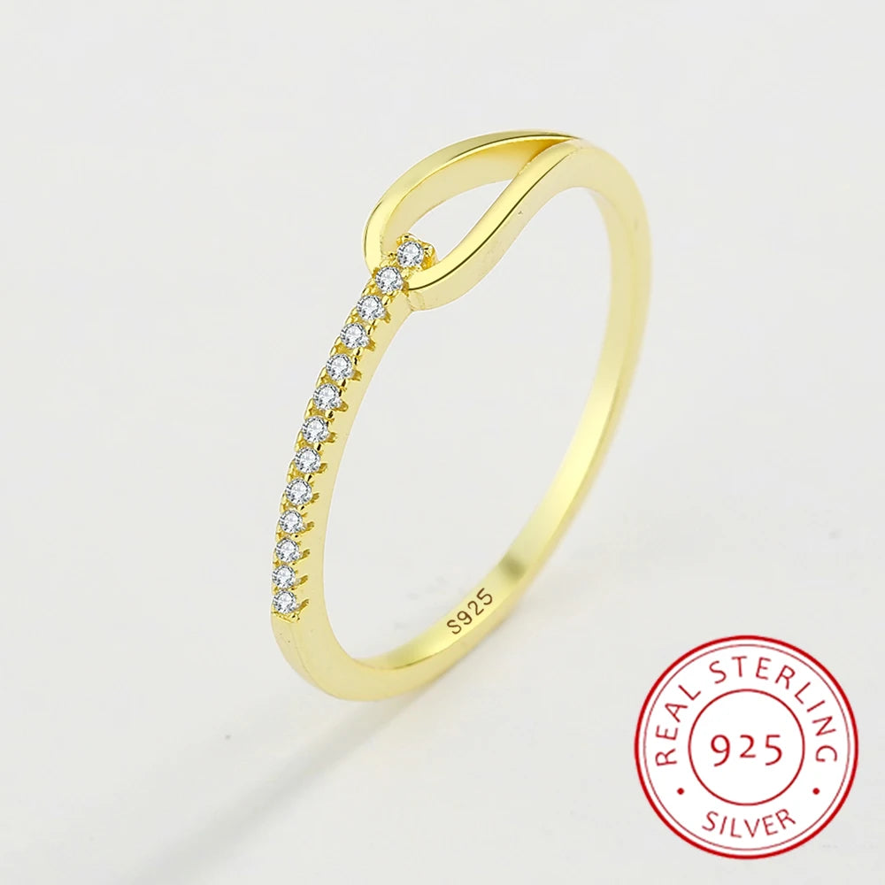 Gold Zircon Hollow Ring for Women