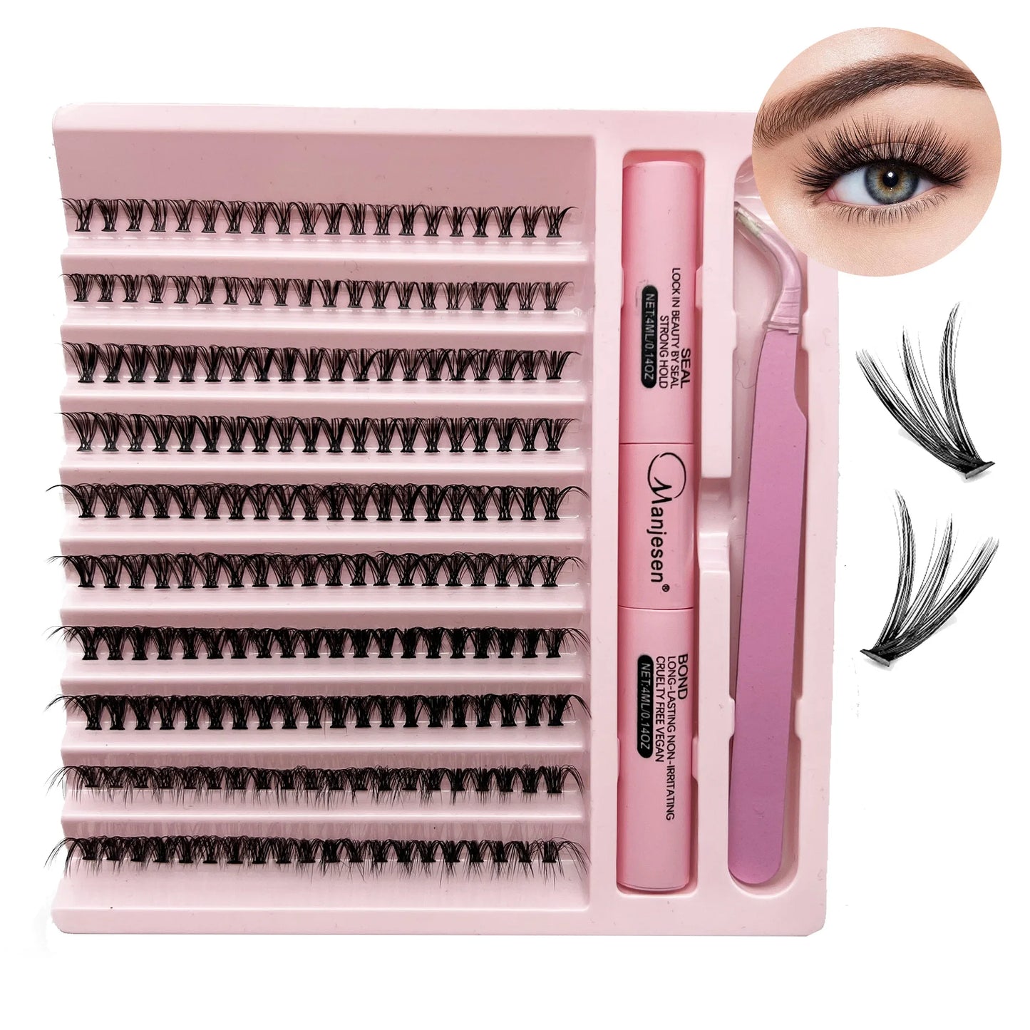 DIY Eyelash Extension Kit ā 200 PCS Lash Clusters with Bond & Seal