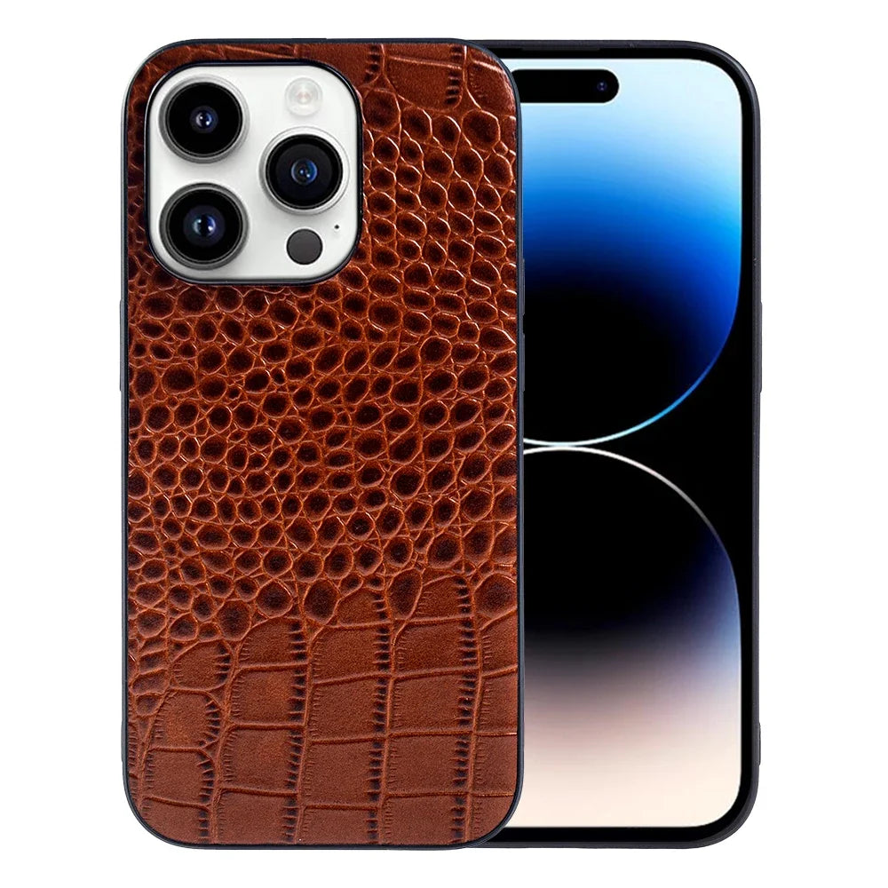 Genuine Leather Alligator Pattern Case for iPhone