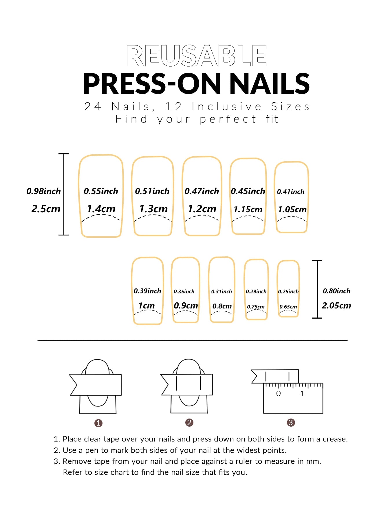 24pcs Press-On Square Fake Nails – French Tip Design