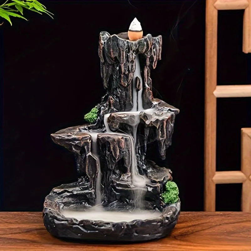 Mountain Waterfall Backflow Incense Burner – Aromatherapy and Home Decor