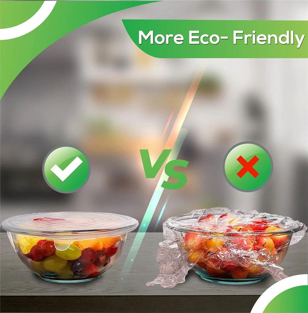 6PCS Reusable Silicone Stretch Lids ā Airtight Food Covers for Bowls, Dishes & Containers