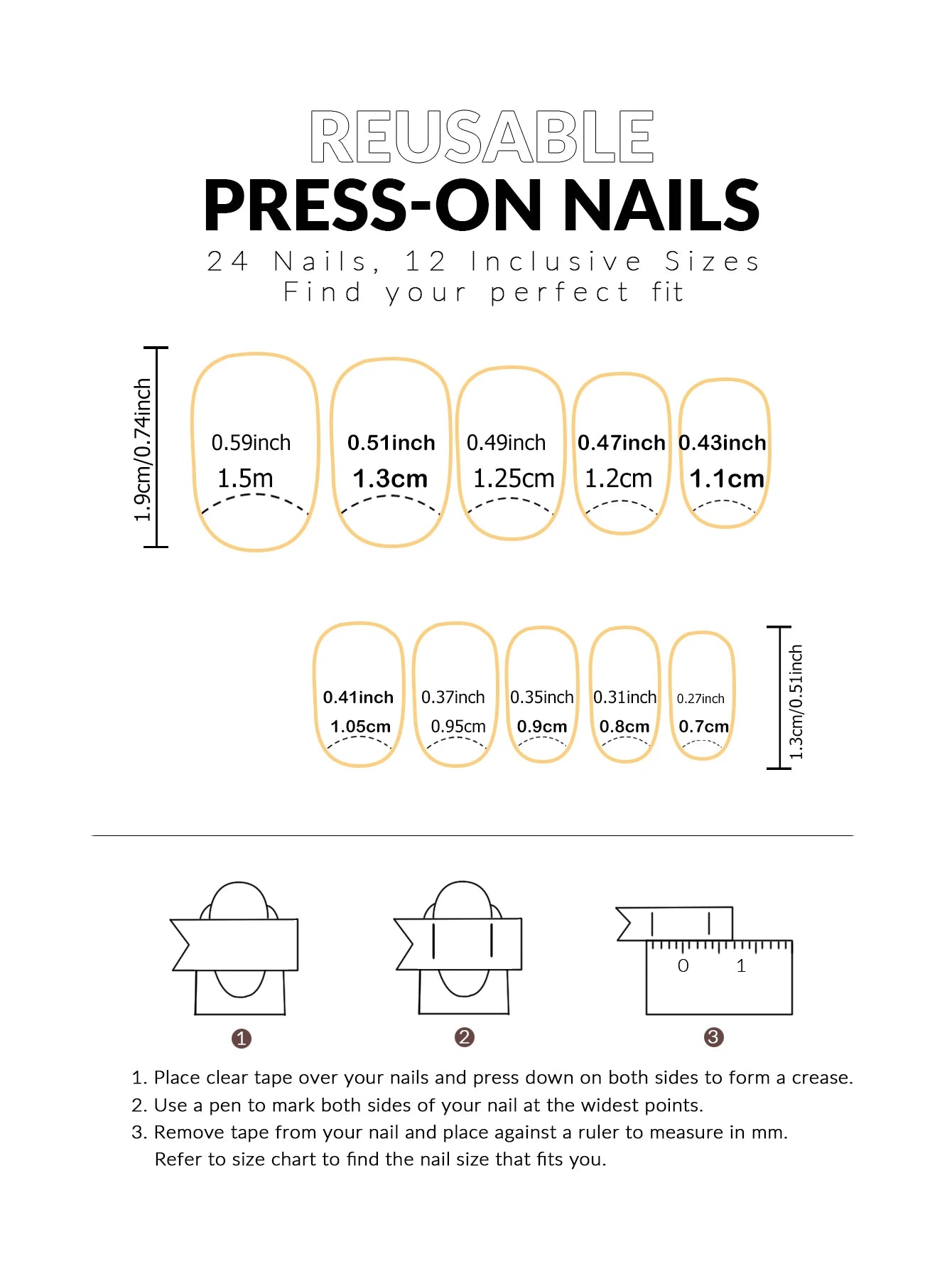 24pcs Press-On Square Fake Nails – French Tip Design