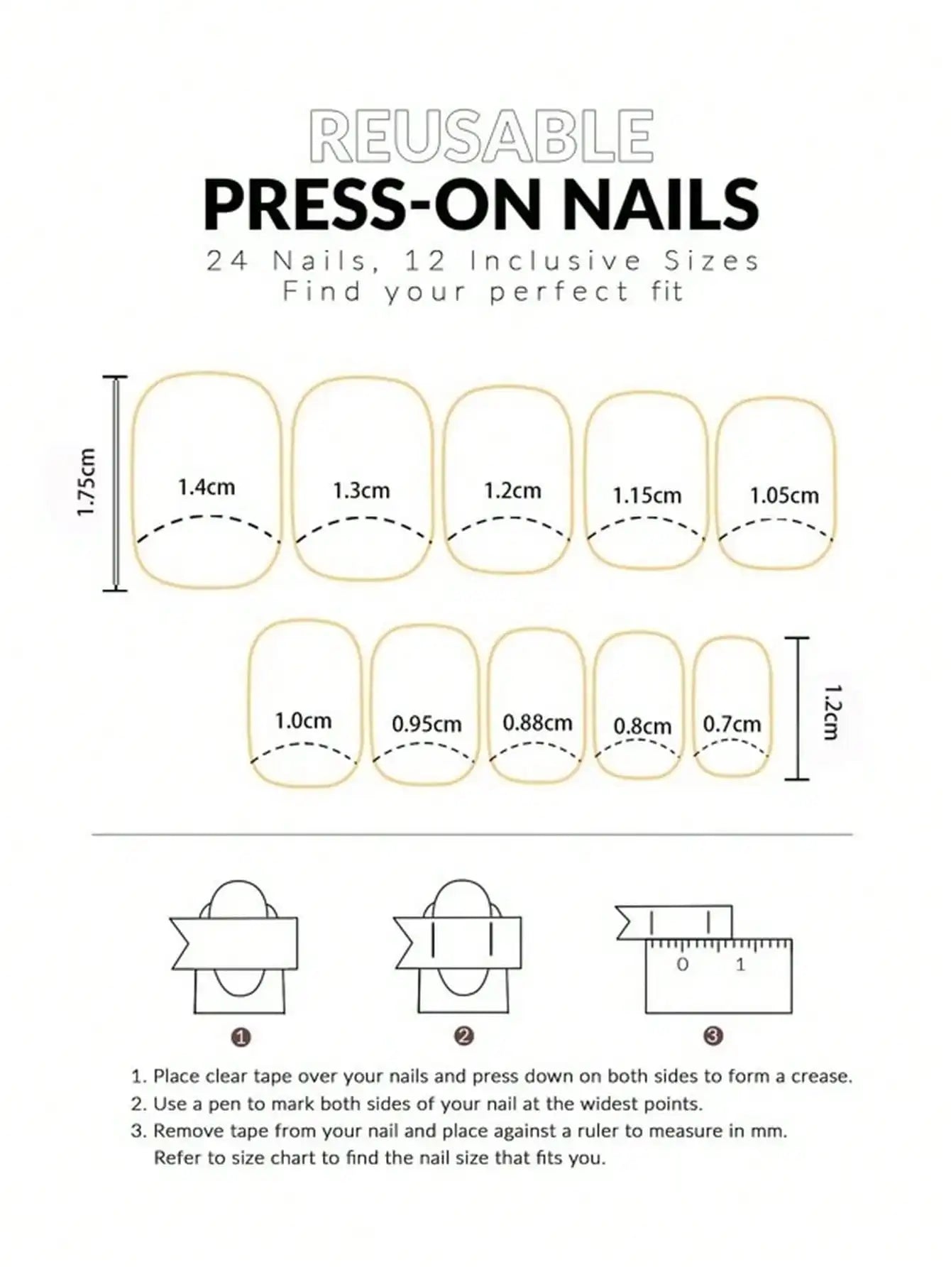24pcs Press-On Square Fake Nails – French Tip Design