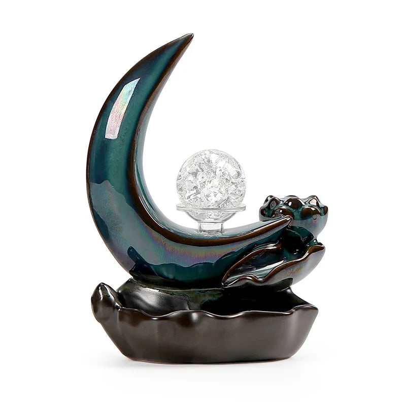 Backflow Incense Burner – Moon Design Ceramic Holder for Home and Office Decoration