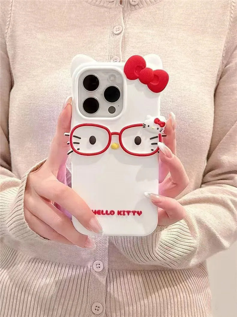 Glasses Cat Silicone Phone Case for iPhone Models