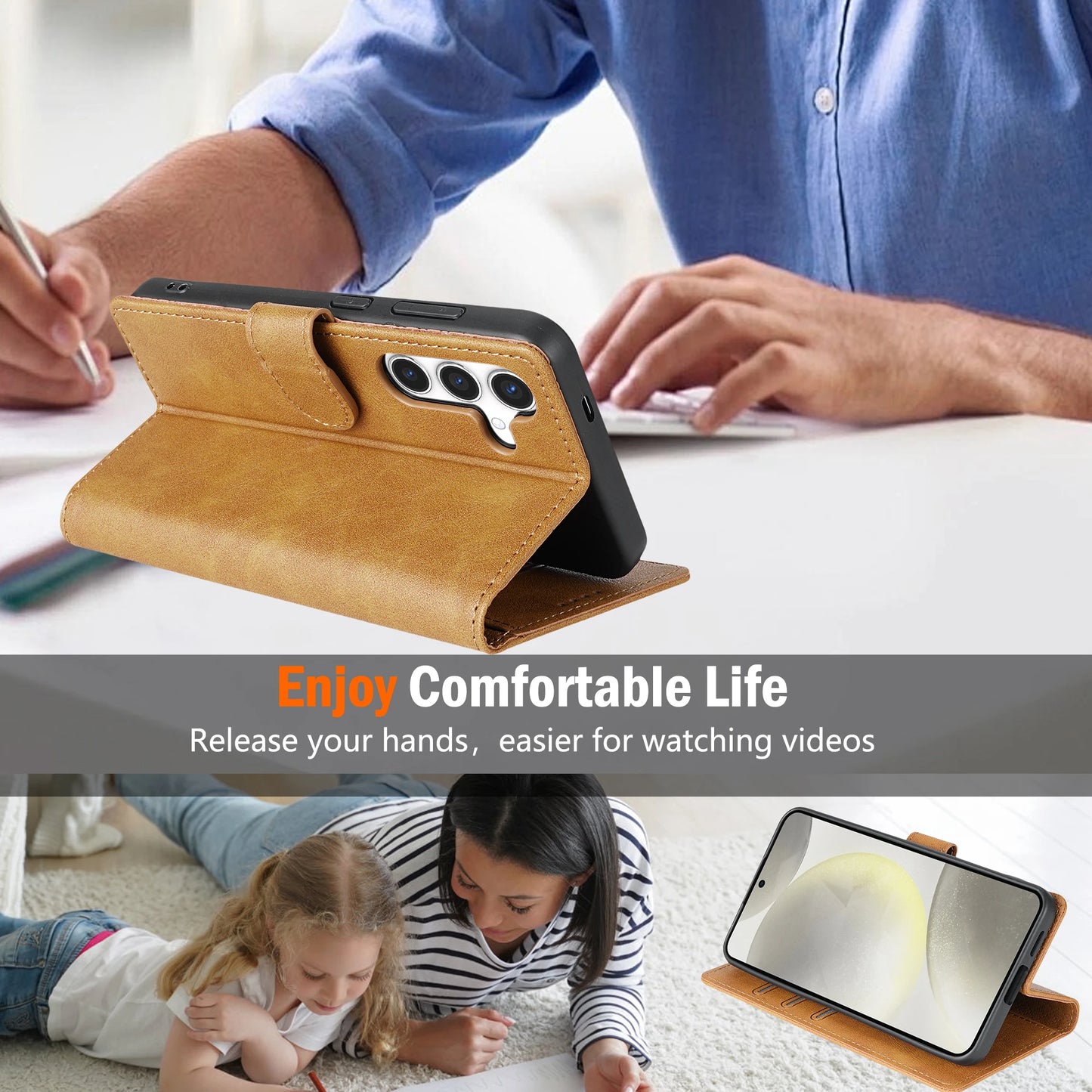 Business PU Leather Flip Wallet Case for Samsung Galaxy S25 S24 S23 Ultra S22 S21