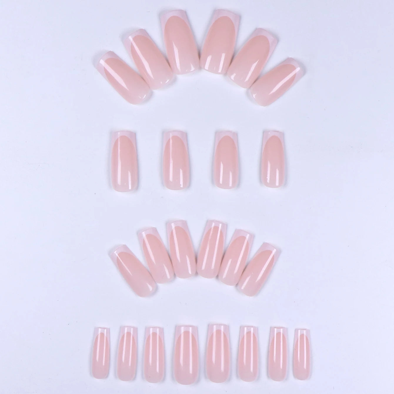 24pcs Press-On Square Fake Nails – French Tip Design