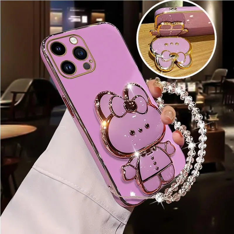 Diamond Mirror Rabbit Holder Case for iPhone