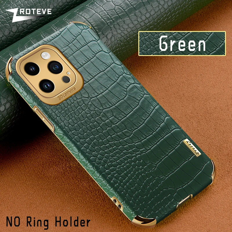 Luxury Crocodile Leather Pattern Phone Case Gold Plating Silicone Cover