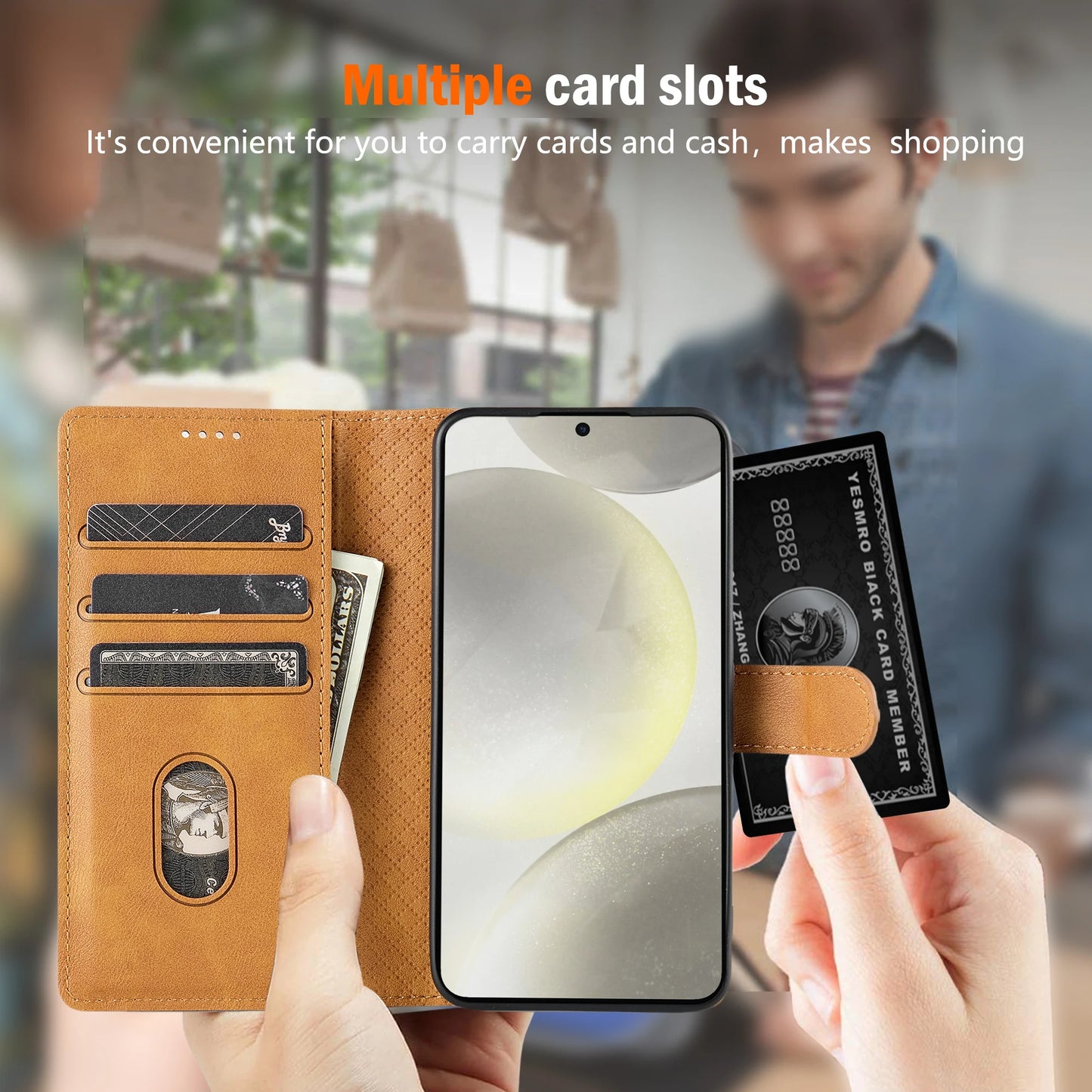 Business PU Leather Flip Wallet Case for Samsung Galaxy S25 S24 S23 Ultra S22 S21