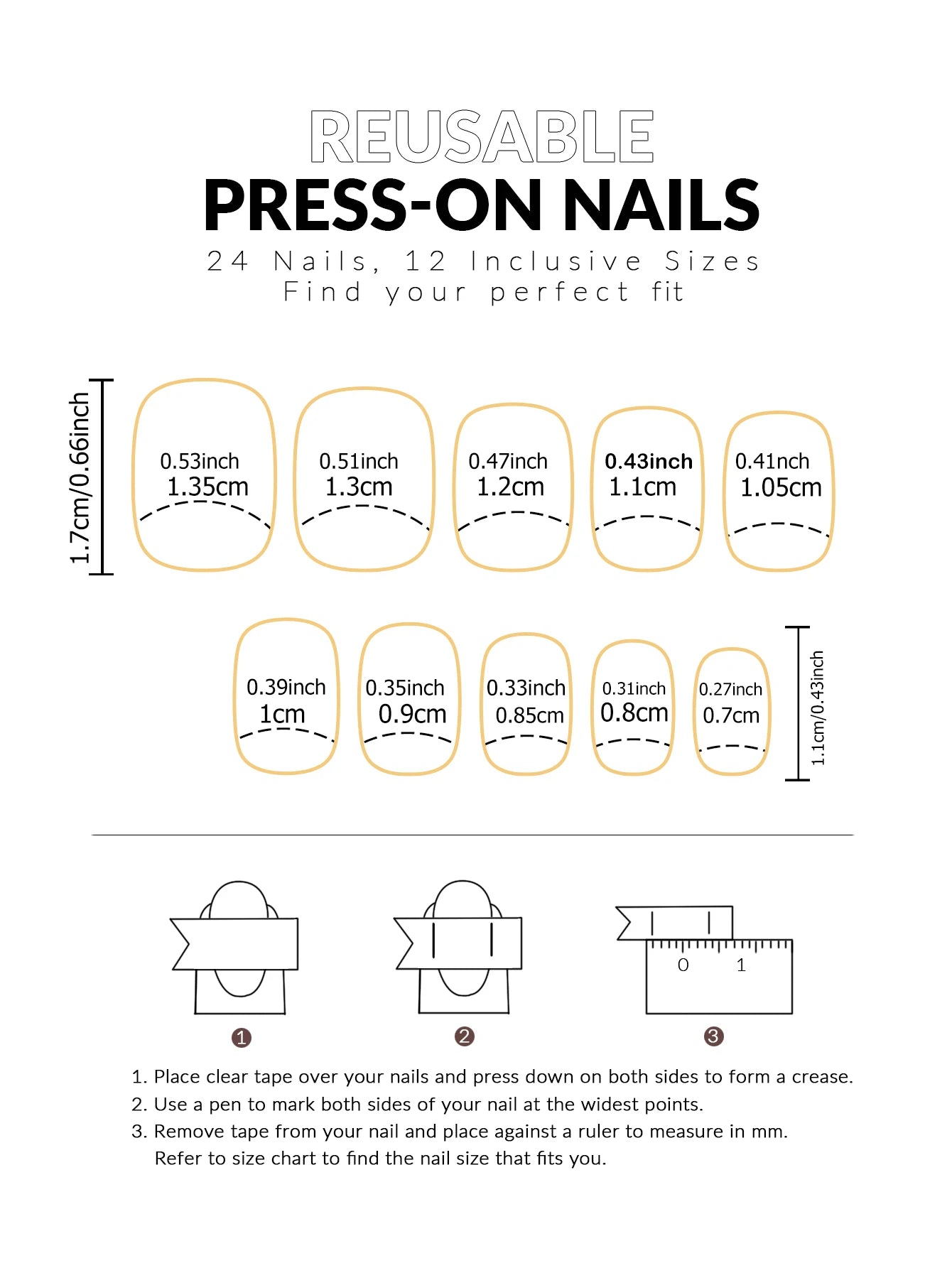24pcs Press-On Square Fake Nails – French Tip Design