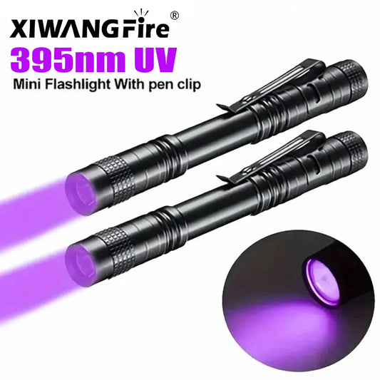 UV Flashlight 395nm – Mini Ultraviolet Torch with Pen Clip (Pet Urine & Scorpion Detector