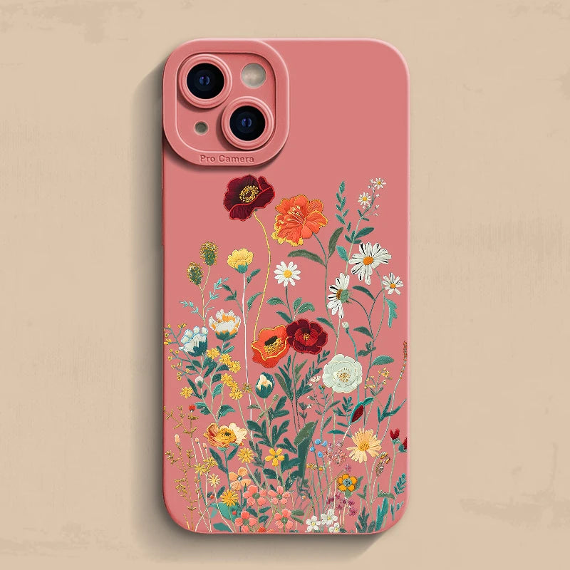 Embossed Floral Pattern Soft Case for iPhone