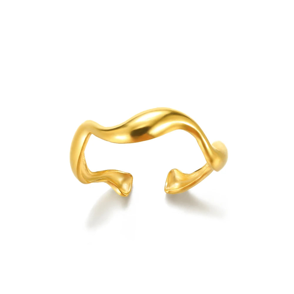 316L Stainless Steel Gold Rings – Luxury Adjustable Women’s Jewelry