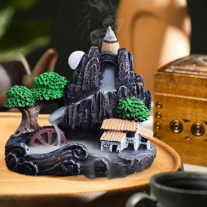 Waterfall Incense Burner – Mountain River Backflow Holder for Home Decor