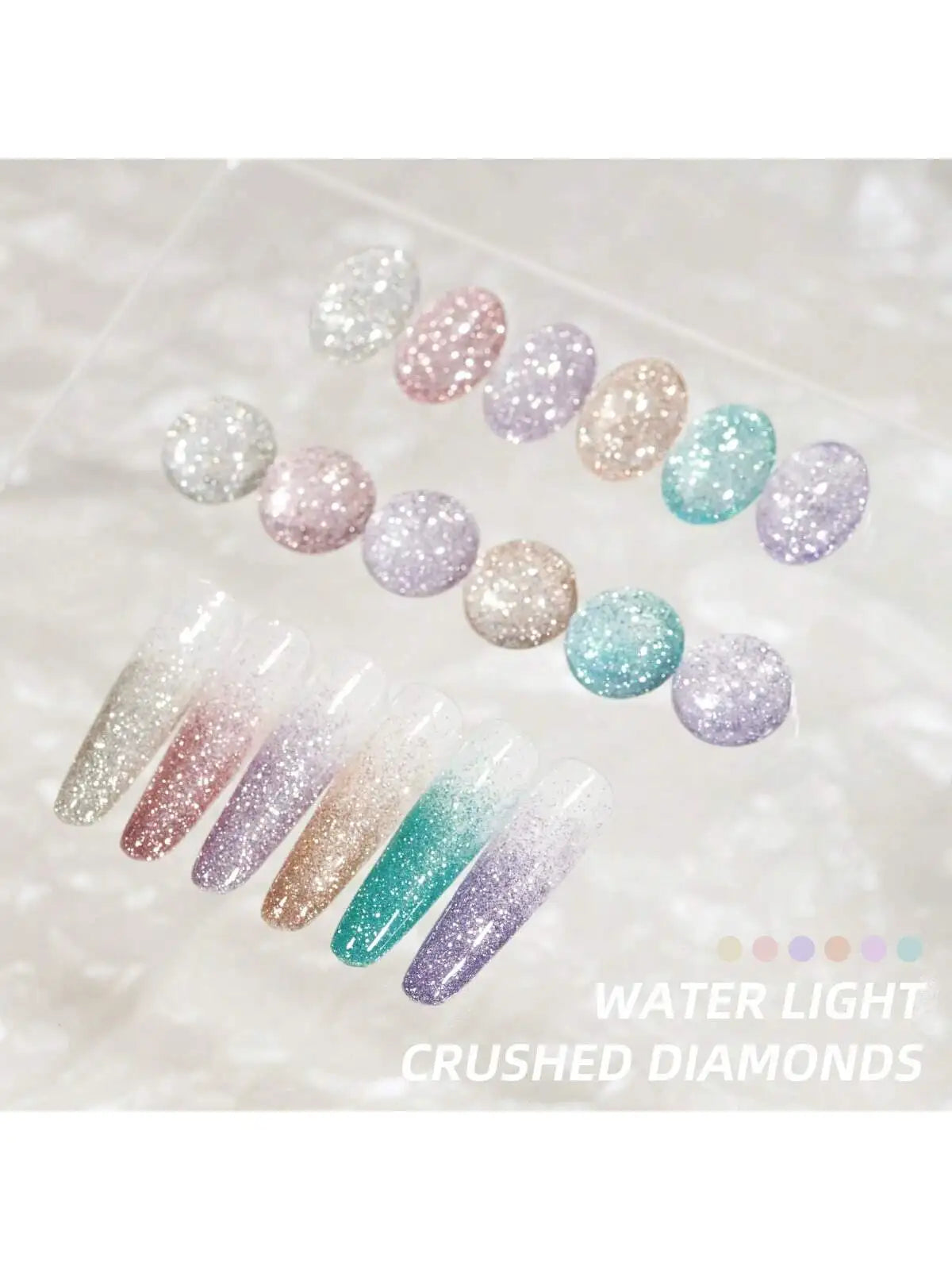 XEJAYI 6pcs 15ml Water Light Crushed Gel Nail Polish Set,UV LED Soaking Nail Gel, Semi-Permanent, DIY Salon Quality Nail Art