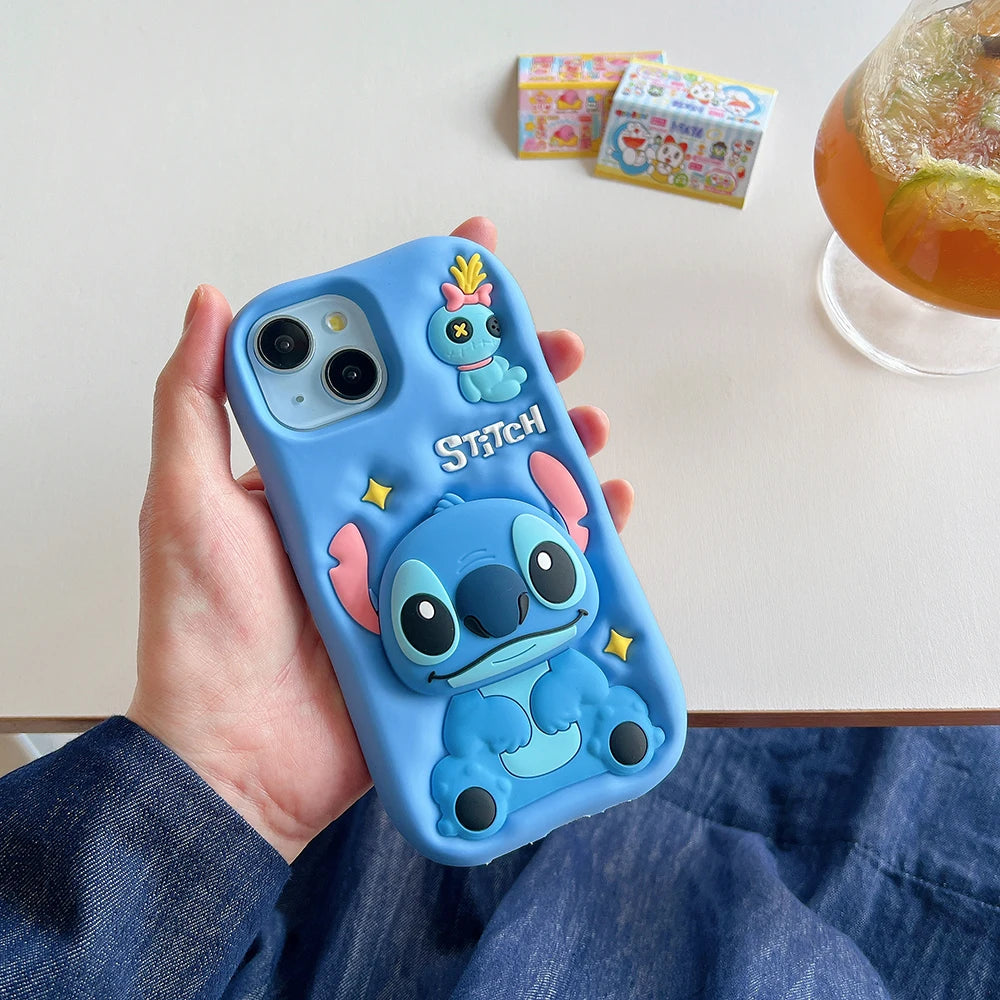 Cute 3D Stitch Cartoon Silicone Phone Case for iPhone Models