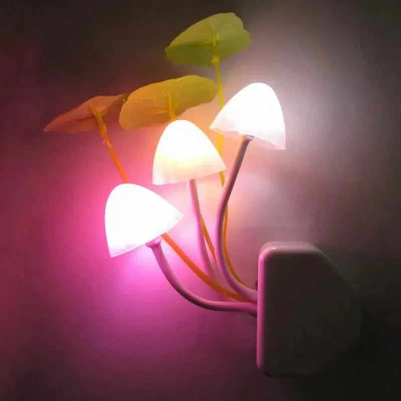 LED Mushroom Night Light – Auto Sensor Plug-in Lamp for Bedroom & Home Decor