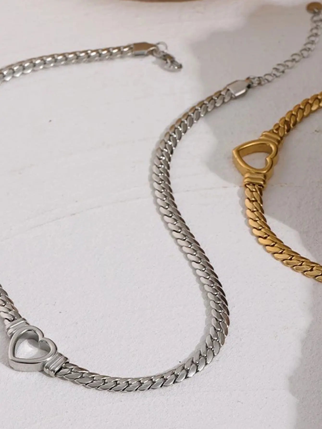 18K Gold Plated Heart Chain Necklace – Stainless Steel Unisex