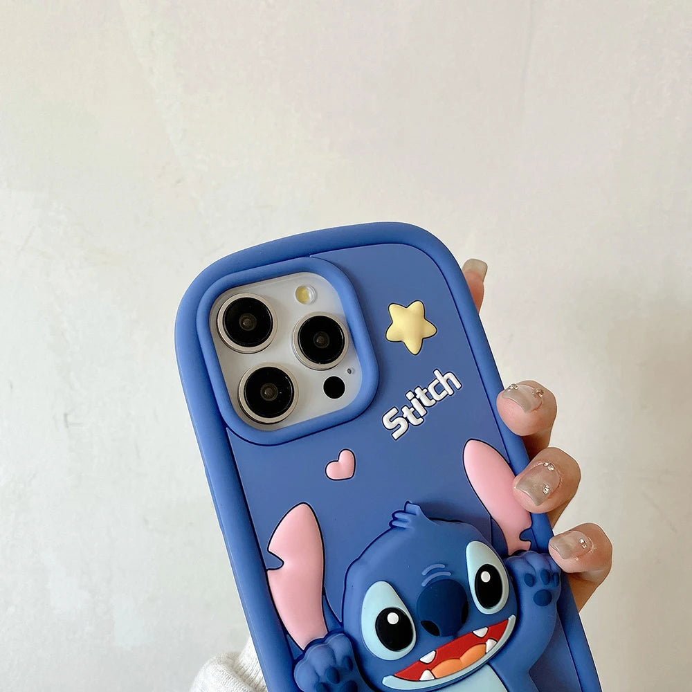 Cute 3D Stitch Cartoon Silicone Phone Case for iPhone Models