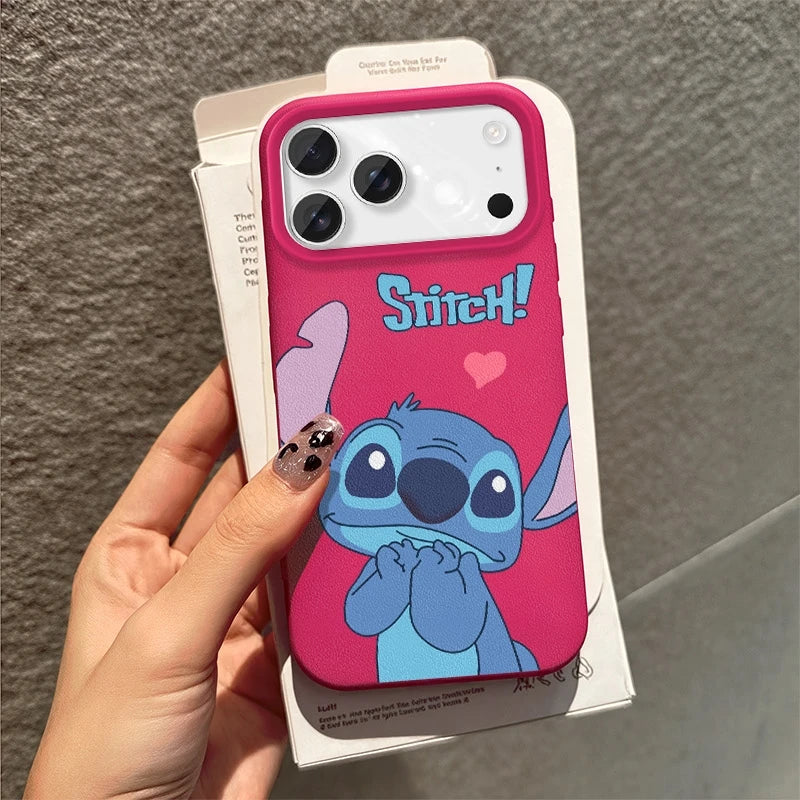 Cartoon Stitch Leather Protective Case for iPhone