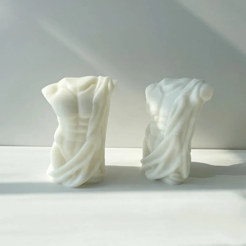 Adonis Sculpture Torso Mold – Male Body Silicone Mold for DIY Candle, Resin, or Plaster Crafting