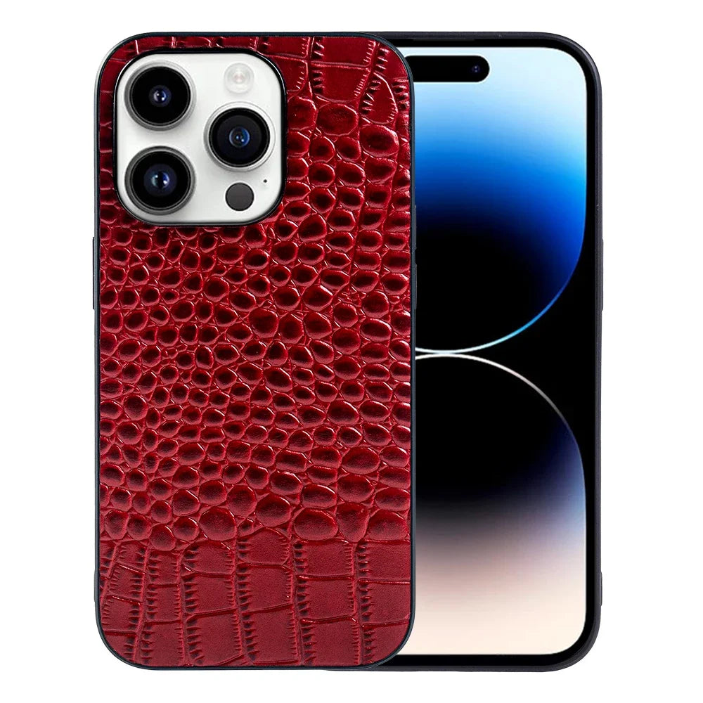 Genuine Leather Alligator Pattern Case for iPhone