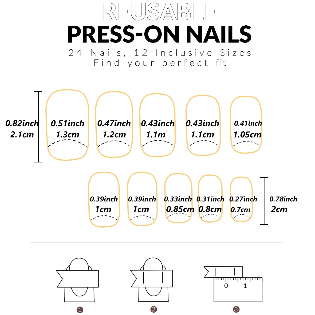 24pcs Press-On Square Fake Nails – French Tip Design