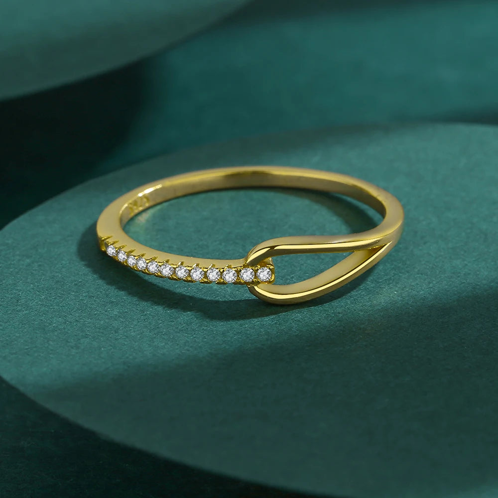 Gold Zircon Hollow Ring for Women