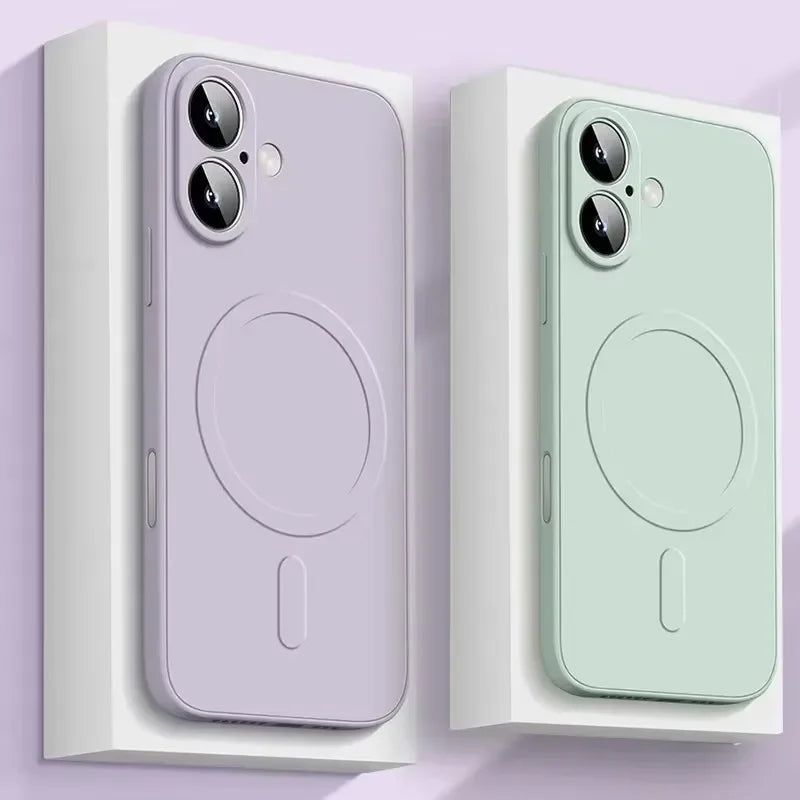 MagSafe-Compatible Liquid Silicone Case for iPhone – Soft Shockproof Cover