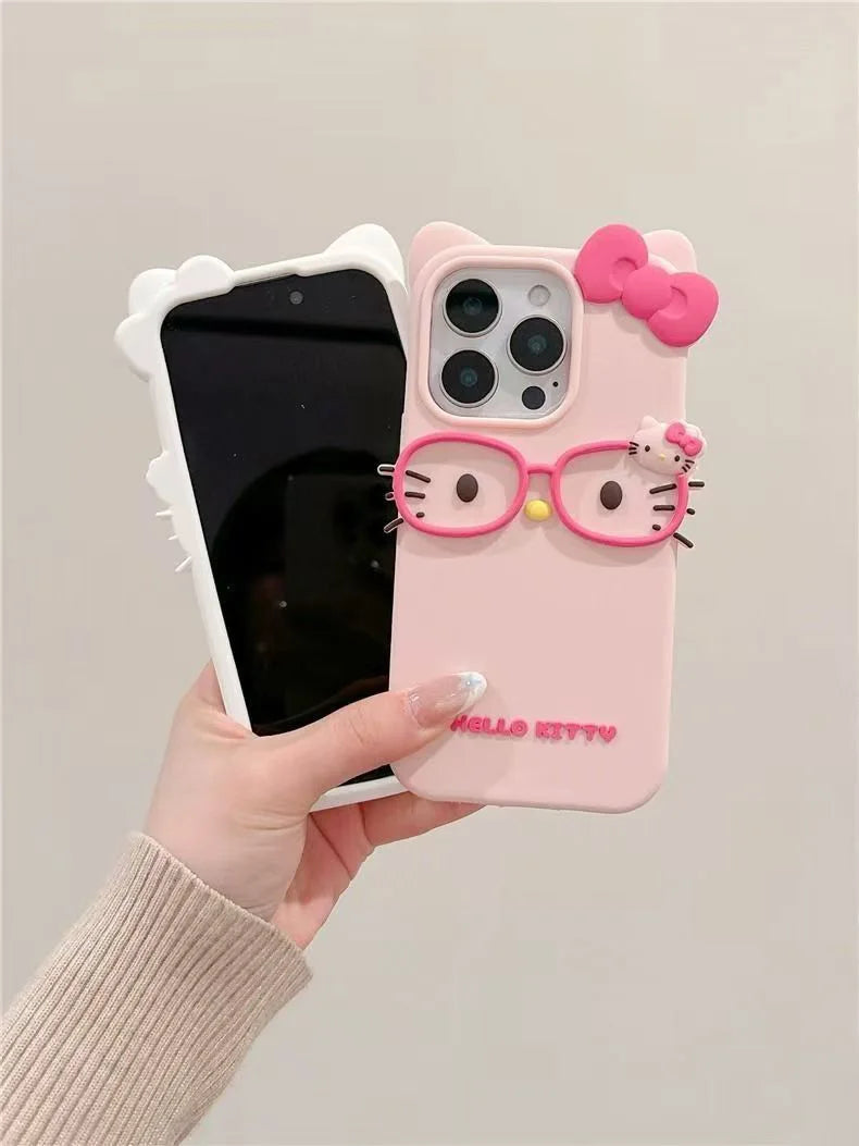 Glasses Cat Silicone Phone Case for iPhone Models