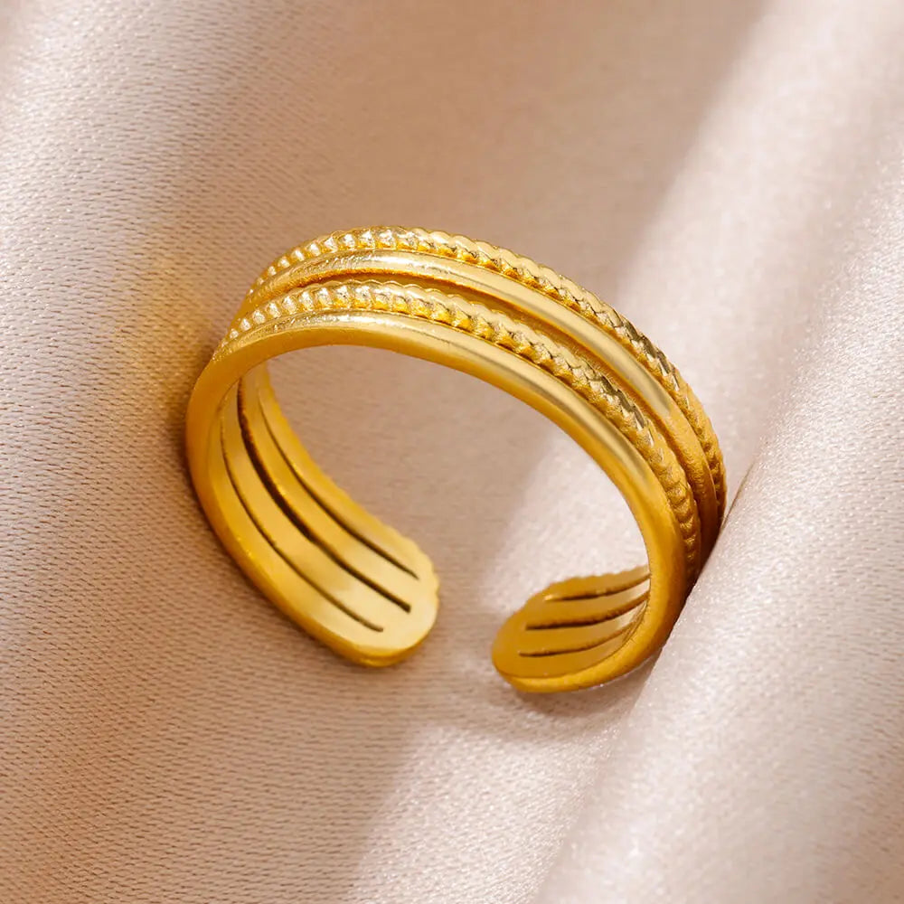 316L Stainless Steel Gold Rings – Luxury Adjustable Women’s Jewelry