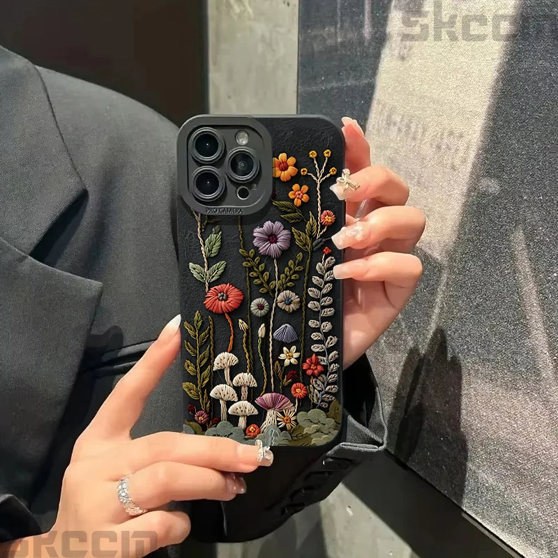 Embossed Floral Pattern Soft Case for iPhone