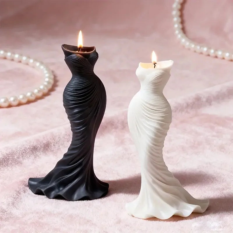 Fishtail Dress Mold Candle – Elegant Decorative Candle for Weddings and Home Decor